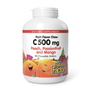 Naravni dejavniki, otroci žvečljivi Vitamin C 500 mg, Podpira imuno zdravje, Kosti, Zobje in Gumi, Breskve, Pasijonke in Mango, 90 Vaflji