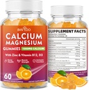 Kalcijevi gumiji 1000mg z vitaminom D3 K2 & B kompleksom, kalijevim, kalcijevim magnezijevim cinkom Gumiji za kosti, mišice, razpoloženje in imuniteto - oranžna aroma 60