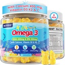 Otroci Omega 3 Gummies + kalcij 400mg + vitamin D3 K2 + C, Omega-3 DHA & EPA dodatek - Brez ribje ograde, brez sladkorja - Otroci in najstniki Om