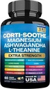 Corti-Soothe Cortisol dodatek,Magnezium Glycinate 200mg L-Theanine 150mg Ashwagandha 150mg Fosfatidilserin Cortisol Mane Ginkgo Biloba Bacopa Monnieri Valerian Root(60 Caps)