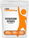 BulkSupplements.com Kalijev citrat v prahu - za podporo hidraciji, Mineral Supplement, Kalij 99mg - Gluten prost, 300mg na serviranje, 500g (1,1 lbs) (Pack of 1)