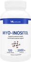 ML Naravne Myo-Inositol 2000 mg 120 zelenjavnih kapsul, certificiranih z NSF in cGMP