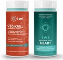 iwi Life Vegikrill & Heart Omega-3 Bundle, 30 Servings, Vegan rastlin na osnovi Algae Omega 3, Krill & ribje olje Alternative, Brez ribjega pookusa