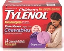 Tylenol Otroška bolečina + zvišana telesna temperatura Žvečljive tablete 160 mg, grozdna aroma 24 ea (3 pakiranja)