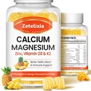 Kalcijeve žvečilke za ženske moške, kalcij magnezijev cink z vitaminom D3 & K2, kalcij Magnezij dodatek za mišice B0nes, Ananas & Mango Flavor - 120 Count