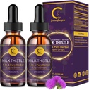 (2 paket) Tekoče kapljice za čiščenje jeter Detox in popravila, Milk Thistle dodatek z regrat, Artichoke & Kurkurja za podporo jeter in imunskega zdravja, Vegan, Non-GMO, 4 FL OZ