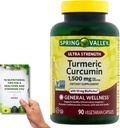 SupeRed Spring Valley Kurkumin Ultra Jakost - 90 Count, 1500 mg Vegeterian kapsule - Vključuje Nutritonal Guide' (2 Izdelki)