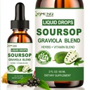 Soursop Graviola Tekoče kapljice, Organski Soursop Leave Extract w/Sea Moss, Elderberry Vitamin C in cink, 16-v-1 Soursop Bitters Tekoči za podporo celic, Antioksidant in imunske podpore 2 Fl/Oz