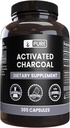 Čiste izvirne sestavine Aktiviran Charcoal, brez magnezija ali riž polnila, vedno čista, laboratorij preverjen (365 Count)