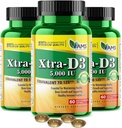 Amerika Medical & Science Xtra D3 Vitamin D 5.000 i.e. (125 μg)holekalciferol dodatek za moške in ženske(180Easy to Pogoltniti softgels) 3pack