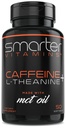 SmarterVitamini 200mg tablete kofeina - MCT Olje iz 100% kokosovih orehov + 100 mg L-teanina, energije in fokusa, razširjene kapsule za sproščanje, 50 tekočih kapsul