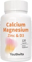 Kalcijev magnezijev cink VitaminD3 Kapsule, podpora Imunsko zdravje in zdravje kosti, 120 Število