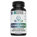 Zhou Ashwagandha - Ashwagandha in Rhodiola za ženske in moške, Adaptogeni Ashwaganda Extract 1200 mg s črnim poprom, adaptogena podpora dodatek za miren, Mood, spanje - 60 Veganske kapsule