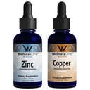 WellnessOne Ionic Liquid Cink & Tekoči baker - Cink-Copper paket za podporo imunskega sistema in sklepov, živcev in kosti zdravje - 1,67 fl oz Cink & Bakrov tekoče kapljice
