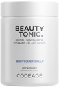 Codeage Biotin Dodatek z vitaminom C, vitaminom E, vitaminom B6, niacin, folat, organska živilska mešanica, fitoceramidi, astaksantin, selen - Lepotna tonika - Lasje, koža, in Nail Support - Vegan, 90 Ct