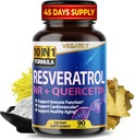 VEGATOT 10 v 1 Visoka jakost Resveratrol s Quercetin zdravo staranje imunskega možganska okrepitev skupno podporo (90 število (Pack od 1))