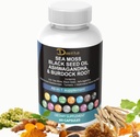 Sea Moss 3000mg Black Seed Oil 2000mg Ashwagandha 1000mg Kurkuma 1000mg Bladderwrack 1000mg Burdock 1000mg & Vitamin C & D3 z bezgovo manuko Dandelion Yellow Dock Iodine Klorophyll ACV