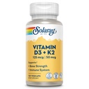 Solarnay Vitamin D3 K2 - Bone Health and Immune Support - Z 5000 i.e. vitamin D kot Vit D3 in 50 μg vitamin K2 kot menokinon MK7, Made Without Soy, 60-Day garancija, 120 Serv, 120 VegCaps