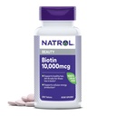 Natrol Biotin 10000mcg, doplačilo za zdrave lase, kožo in nohte za tiste z nizko vsebnostjo biotina, Plus energijska presnovna podpora, 200 tablet, do 200 dni dobave