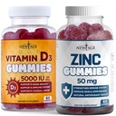 NOVA AGE Imunska obramba Combo - 2 paket - vitamin D3 Gumies 5000 i.e. 125mcg in visoko moč cinka Gumies, Imune Booster 120 Count