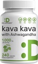 Deal dodatek Kava Kava Dopolnilo 750mg na strežbo, 240 Kapsule, 4 Mesece dobave – Kava Kava korenski ekstrakt z Ashwagandha Root Powder – Non-GMO