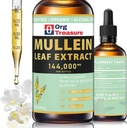 Mulleinske kapljice za pljuča - organski izvleček listov mullein - čiščenje in razstrupljanje pljuč, dihal in imunske podpore, naravni zeliščni dodatek, kot tekoči, tinktura, čaj, 2 FL OZ