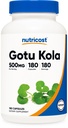 Nutricost Gotu Kola 500 MG, 180 kapsul - vegetarijanske kapsule, brez glutena, brez glutena, brez GMO