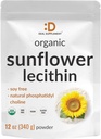 Organski sončnični lecitin v prahu, 12oz – brez soje, na rastlinski osnovi, naravno pojavljanje fosfatidil holin – Dojenje dodatek za ženske – Non-GMO