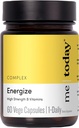 me danes Energise Supplement Super B Vitamin B kompleks za moške in ženske - B6, B12 z vitaminom C, cink, Ashwagandha in Sibirski ginseng - Energy and Immune Support - Vegan, 60 Servings