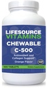 Vitamini LifeSource Vitamin C 500 mg - 100 žvečljive tablete - neverjetno oranžna aroma - sladkan w/Stevia