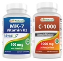 Best Naturals Vitamin K2 (MK7) z D3 & Vitamin C 1000 mg