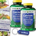 Choice Bundle Spring Valley Calcium Plus Vitamin D Tablete 600 mg 250 Ct 2 pk (500 skupaj) + “Vitamin Vitality” Vodnik & Tablete Kontejner (4 Izdelki)!