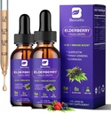 2 Pack Elderberry Syrup, Black Elderberry kapljice s Quercetin, Panax ginseng, vitamin C in cink, Sambucus Elderberry Syrup Tekoči za imuno podporo, Vegan, Non-GMO & Gluten Free