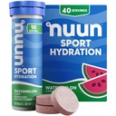 Nuun Sport Elektrolitske tablete z magnezijem, kalcijom, kalijem, kloridom in natrijem, brez glutena in veganom, lubenico, 4 pakiranja (40 skupaj)