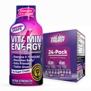 Vitamin Energy Immune+ Ekstra moč Energy Shot Grozdje 24 Pack, 260mg Naravni kofein, B-vitamini, Citicoline, Zeleni čaj, Imuniteta in fokus Podpora, Nič sladkorja, Gluten-free 1,93 fl oz