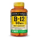 MASON NARAVNI Vitamin B12 50 mcg s kalcijom, 100-dnevna oskrba, prehranska dopolnila za podporo ravni naravne energije, 100 tablet (paket po 1)