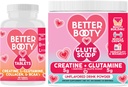 Jezna dopolnila boljši Booty ženski kreatin Combo: BBL tablete (90ct) w. Kreatin, glutamin, BCAA, kolagen + glute Scoop Kreatin & Glutamin Nearomatična pijača