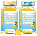 Visoka absorpcija Kalcijeve žvečilke, brez sladkorja Kalcijev Magnezij Gumiji z vitaminom D3 za moške in ženske, Ananasov okus 120 Cts