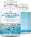 Quercetin 1000mg Cink 50mg Vitamin C 1000mg Vitamin D 5000IU Imunski sistem Podpora dodatek z Echinacea Ginger Bromelain Sea Moss Česen Nettle Vegan kapsule za moške in ženske,60 Count ZDA