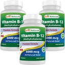 Best Natural Vitamin B-12 kot metilkobalamin (metil B12), 6000 mcg 120 Podjezične tablete (120 število 3)