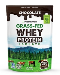 Opportuniteas Grass Fed Chocolate Whey Protein Isolate Powder - 20g Protein Powder brez umetnih sladil, Hormone-free krave, Non GSO - 5lb