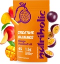 Kreatin monohidrat Gumiji za moške in ženske - Enostaven za prebavo, Vegan, Gluten-free, Non-GMO, 1,5 g kreatina na Gummy - 45ct (45 Count, Mango Pasijonka)