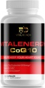 Vitalenergy CoQ10 Ubikinon 200 mg, 30 kapsul, podpira kardiovaskularno zdravje, proizvodnjo celične energije in antioksidant, bela/rdeča/črna