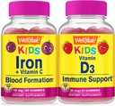 NoYeahe Iron + Vitamin C Otroci + Vitamin D3 Otroci, Gummies Bundle - odličen okus, Vitamin dopolnilo, Gluten brezplačno, GSO brezplačno, Žvečljivi gumi