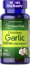 Puritan's Pride Premium Odorless Česen Sveže 500mg, Tradicionalni prehranski dodatek za zdravje srca in cirkulacijo Podpora z antioksidant lastnosti, 250 Hitro sproščanje Mehčalci