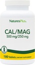 NaturesPlus Cal/Mag - 180 Vegetarijanske tablete - 500 mg Kalcij, 250 mg Magnezij - Podpira proizvodnjo energije in splošno dobro počutje - 180 Serving