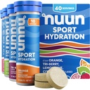 Nuun Sport Elektrolitske tablete z magnezijem, kalcijom, kalijem, kloridom in natrijem, brez glutena in veganom, mešanimi aromami, 4 pakiranja (40 skupaj)