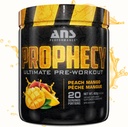 ANS Performance Prophecy Pre Workout Powder (20 Servings, 14.5 oz) – Gluten Free Pre-Workout Formula - Energija in moč - Sladkor brez povečanja moči in vadbe Volum (Peach Mango)