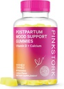 Pink Stork Postpartum Podpora razpoloženju Vitamin D Gumies - Naravni hormon Ravnotežje za ženske s postnatalni vitamin D3 in kalcij - Poporodni bistvenega pomena za dojenje - 60 Lemon kapljice Gumies