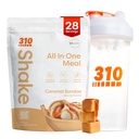 310 Nutrition All-in-One Mechange Shake Powder w/Shaker Cup Starter Kit - High Protein Fiber Rich Vegan Superfood Mešanica - Sugar-free, Keto & Paleo Friendly, Low Caramel Sundae 28 srv
